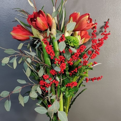 Bouquet with amaryllis and ilex branches (Compact)